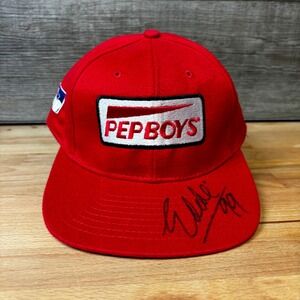 Vintage Pep Boys Hat Cap Snapback Red Indy Racing League Embroidered Auto